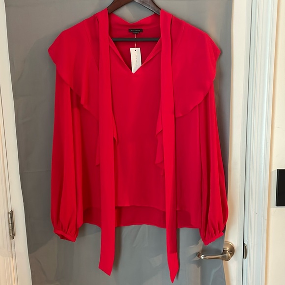 New NWT Ann Taylor red ruffle long sleeve top super sexy and adorable size small - Picture 1 of 6